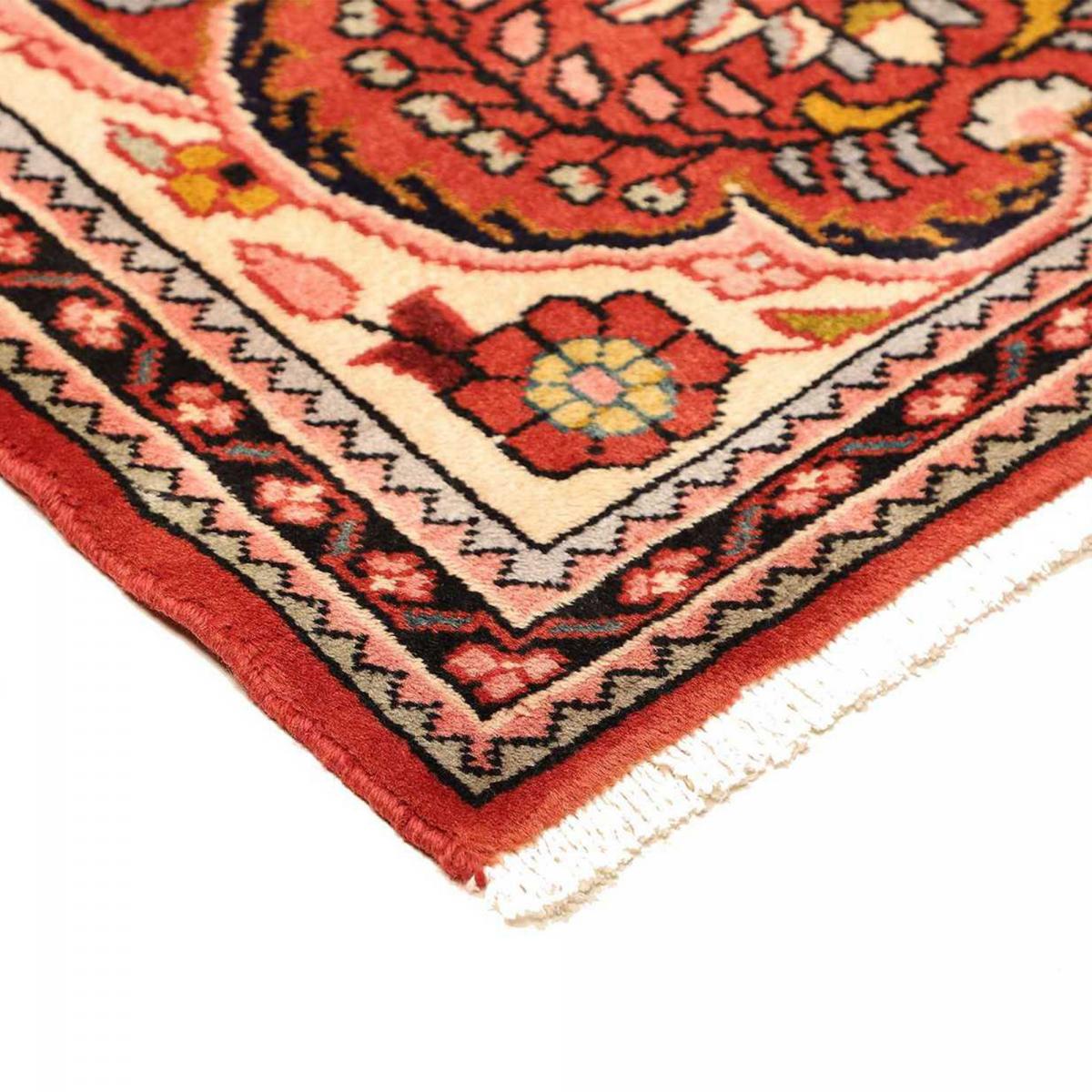 Tapis d'orient aux motifs orientaux, artisanal noué main, HAMADAN 50 rouge, beige, marron, UN AMOUR DE TAPIS