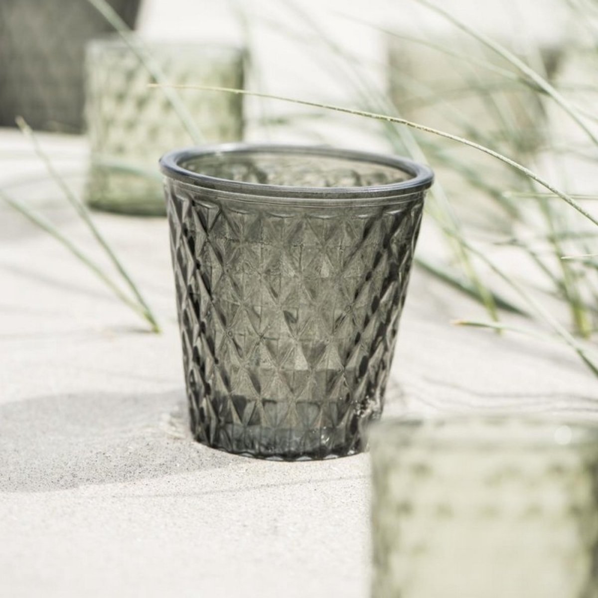 Photophore bougeoir verre gris, IB LAURSEN