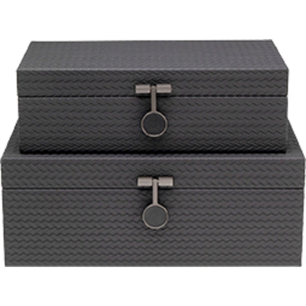 Lot de 2 boîtes en simili tressé, KEY noir, KARE DESIGN
