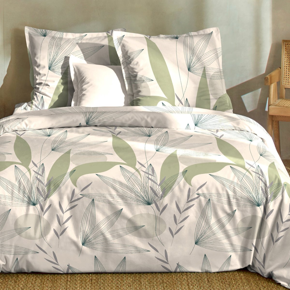 Parure housse de couette coton imprimés, dune blanc blanc, C DESIGN HOME TEXTILE