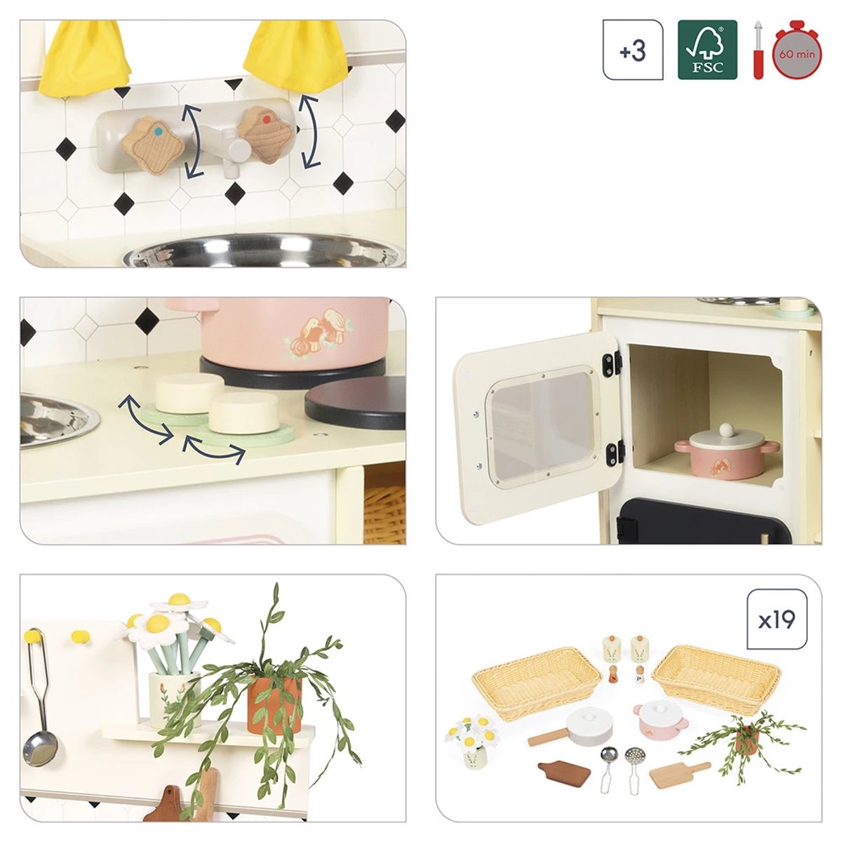 Grande Cuisine Enfant En Bois Mamie Soleil multicolore, JANOD
