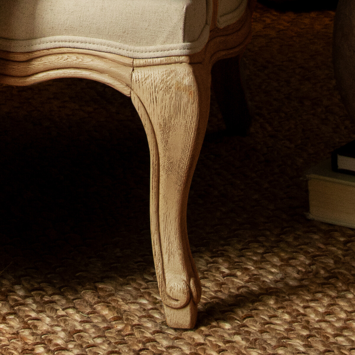 Florence Linen Blend Country Chair with Gold Oak Frame cream, VOYAGE MAISON