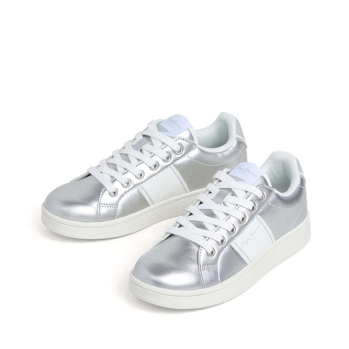 Baskets Métallisées Avec Semelle Cupsole argent, PEPE JEANS