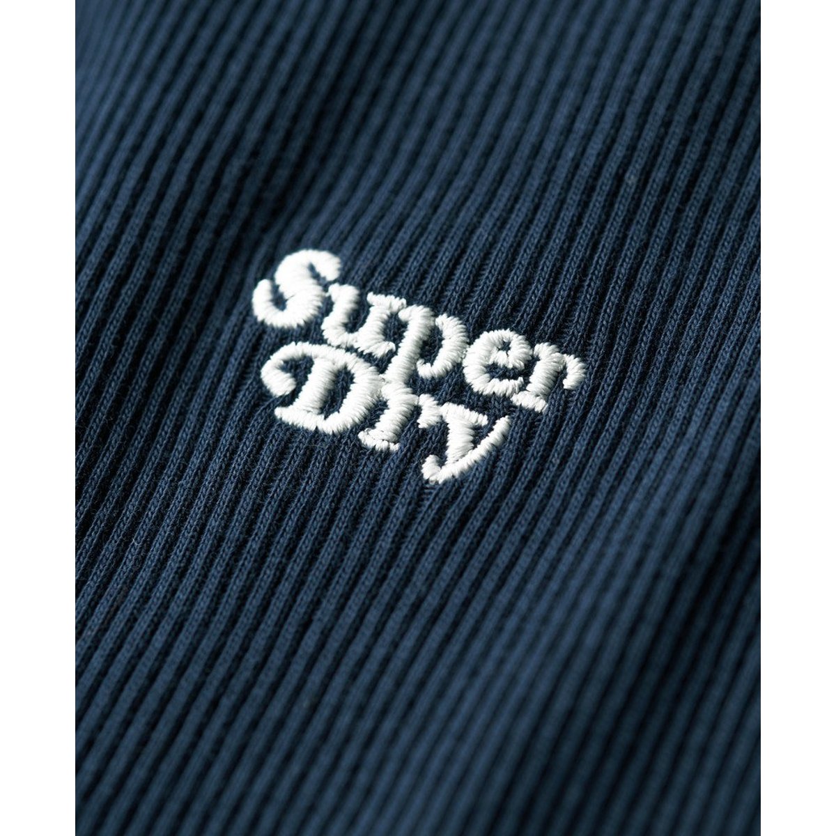 Robe moulante mi-longue côtelée bleu marine profond, SUPERDRY