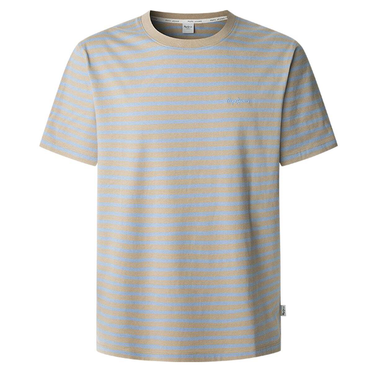 T-shirt col rond rayé jersey beige clair, PEPE JEANS