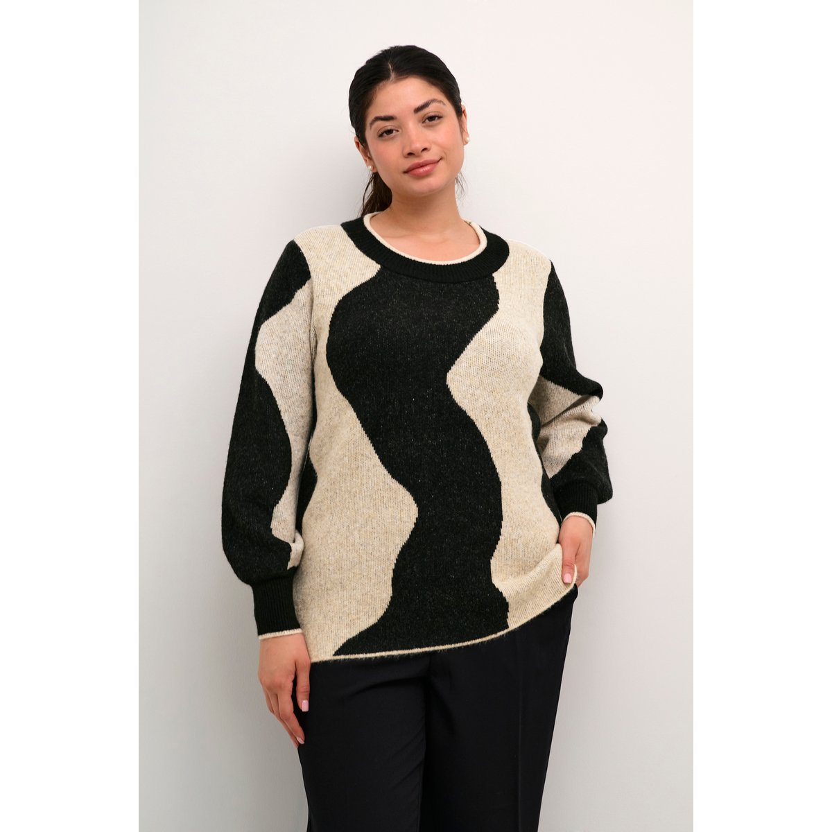 Knitted pullover noir abstract knit, KAFFE CURVE