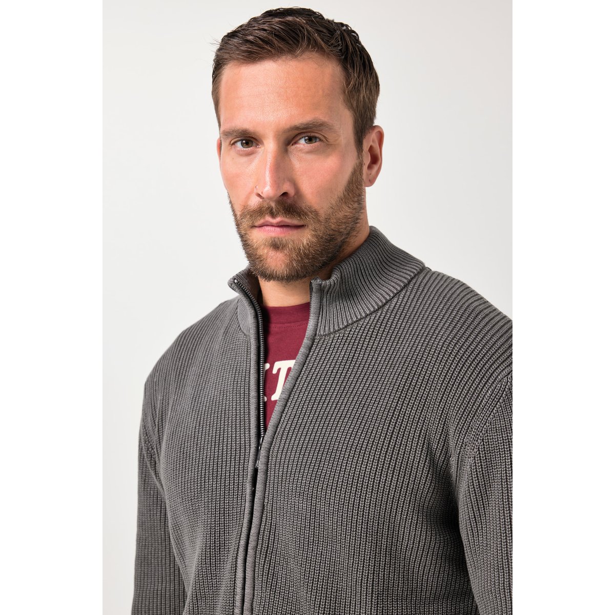 Cardigan, col montant et fermeture zippée anthracite, JP1880