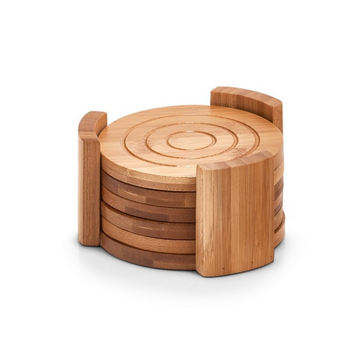 Dessous de verre bois bambou  set de 7 bois clair, ZELLER PRESENT
