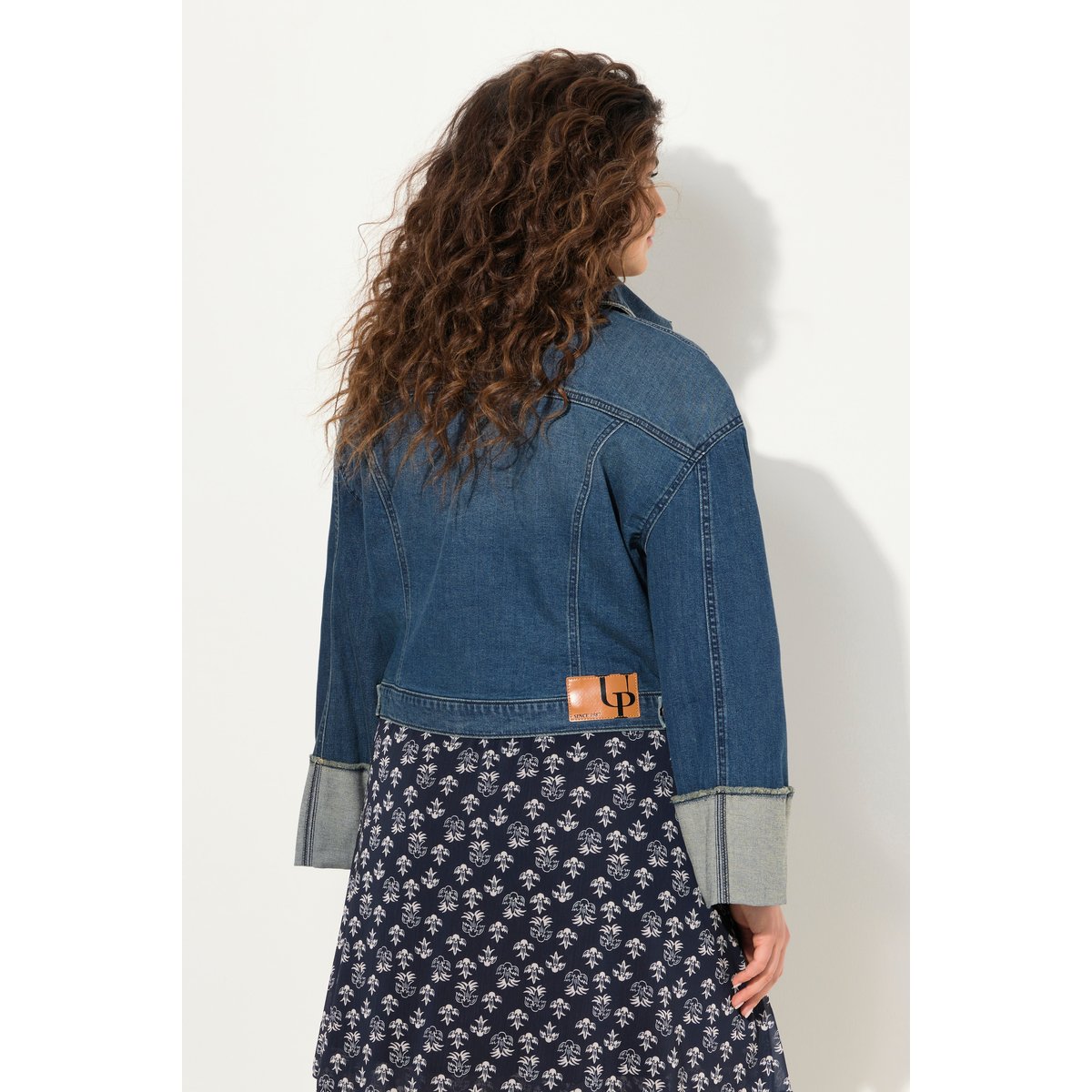 Veste en jean, franges et col chemise bleu jean, ULLA POPKEN