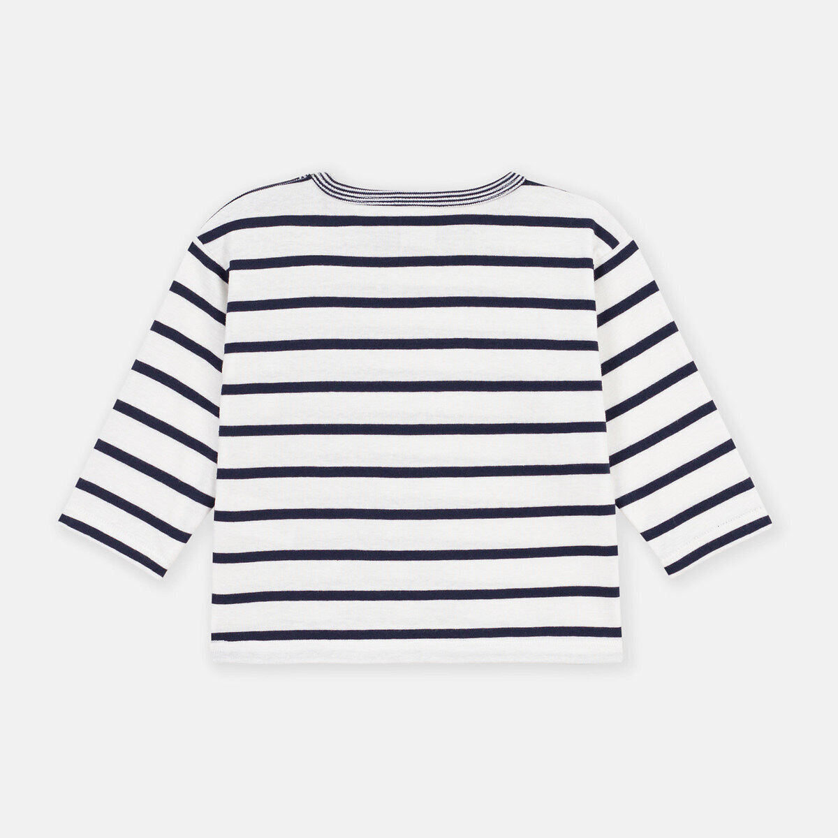 T-shirt manches longues à rayures rayé blanc bleu, PETIT BATEAU
