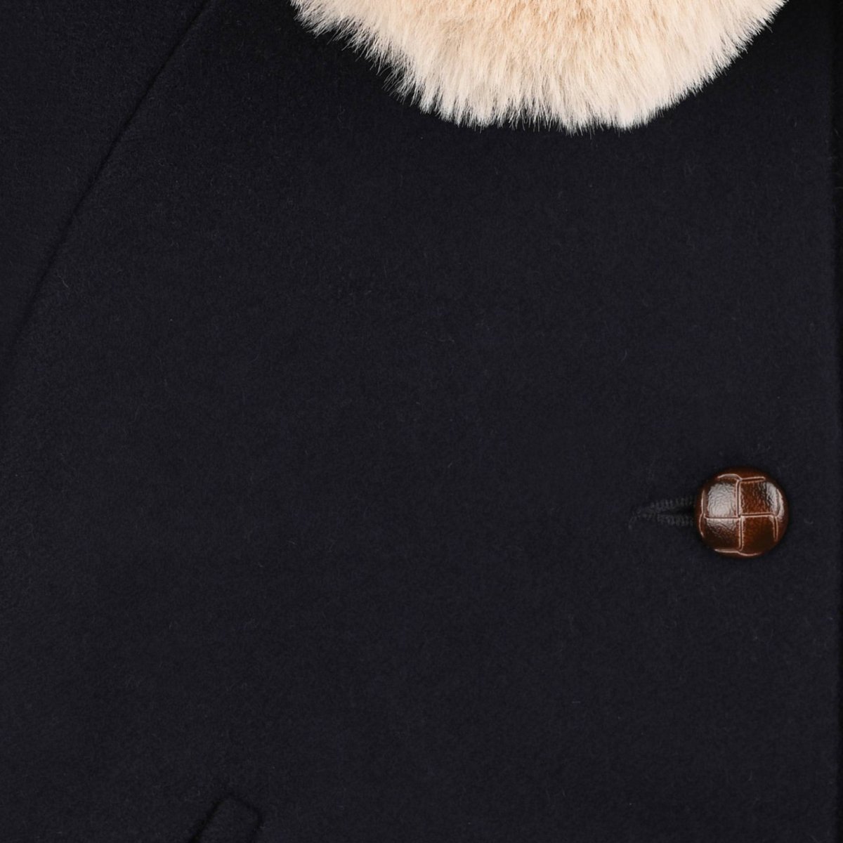 Manteau en laine uni avec col amovible en imitation fourrure nuit bebe, MONOPRIX