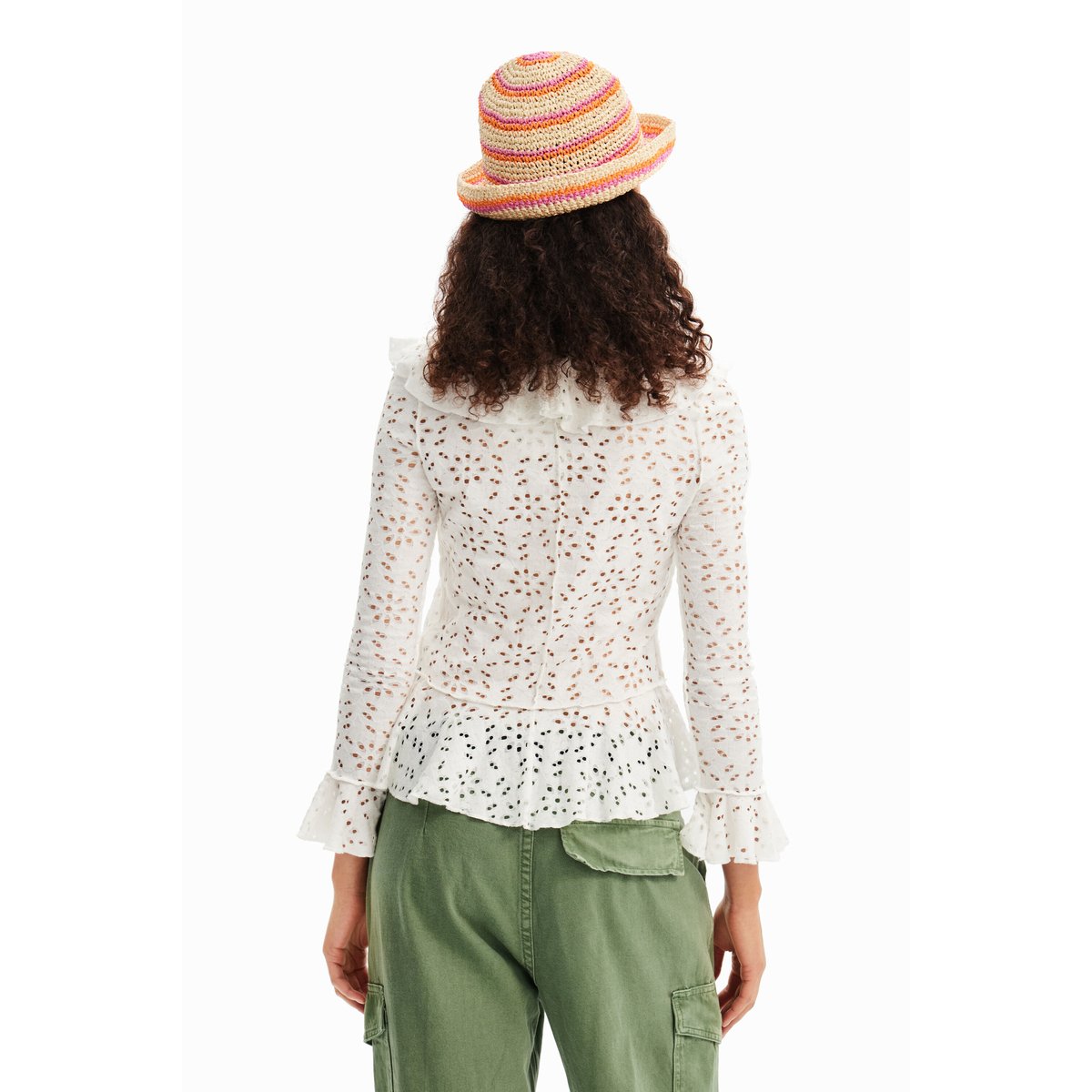 T-shirt manches longues volants beige, DESIGUAL
