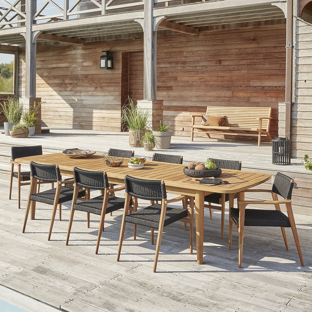 Table de jardin en teck recyclé extensible 10/12 places HORTENSE naturel, BERAH GETAH
