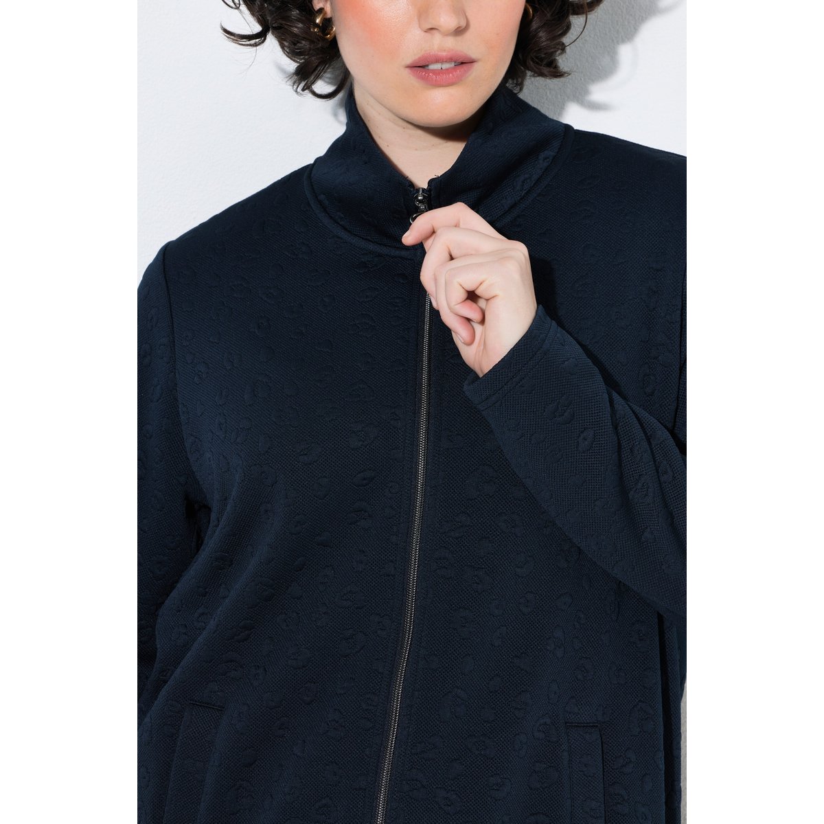 Veste longue en molleton, col montant marine, ULLA POPKEN