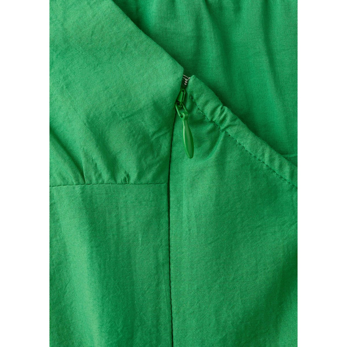 Robe emmanchures américaines détails froncés vert, MANGO