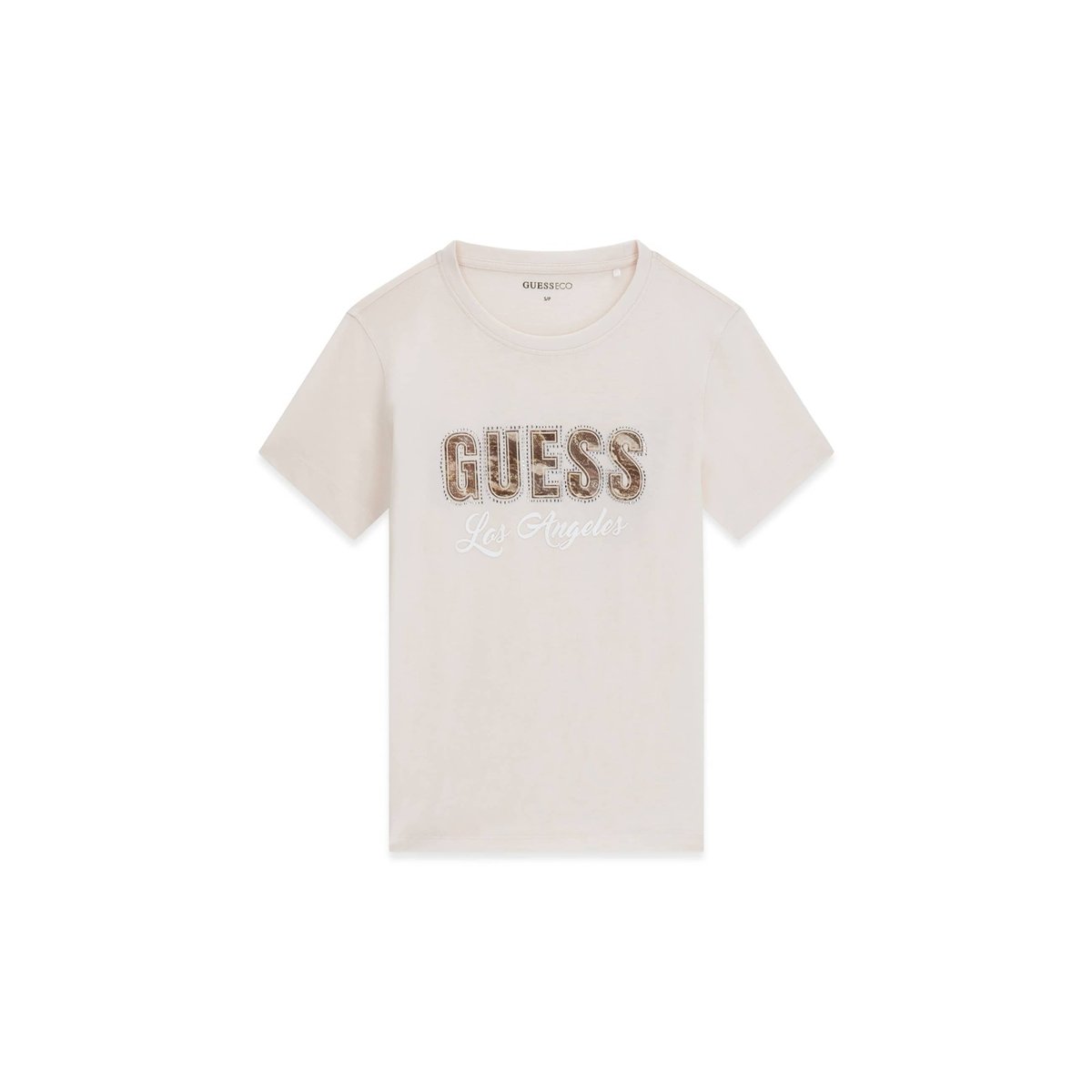 T-Shirt Avec Logo Imprimé crème, GUESS
