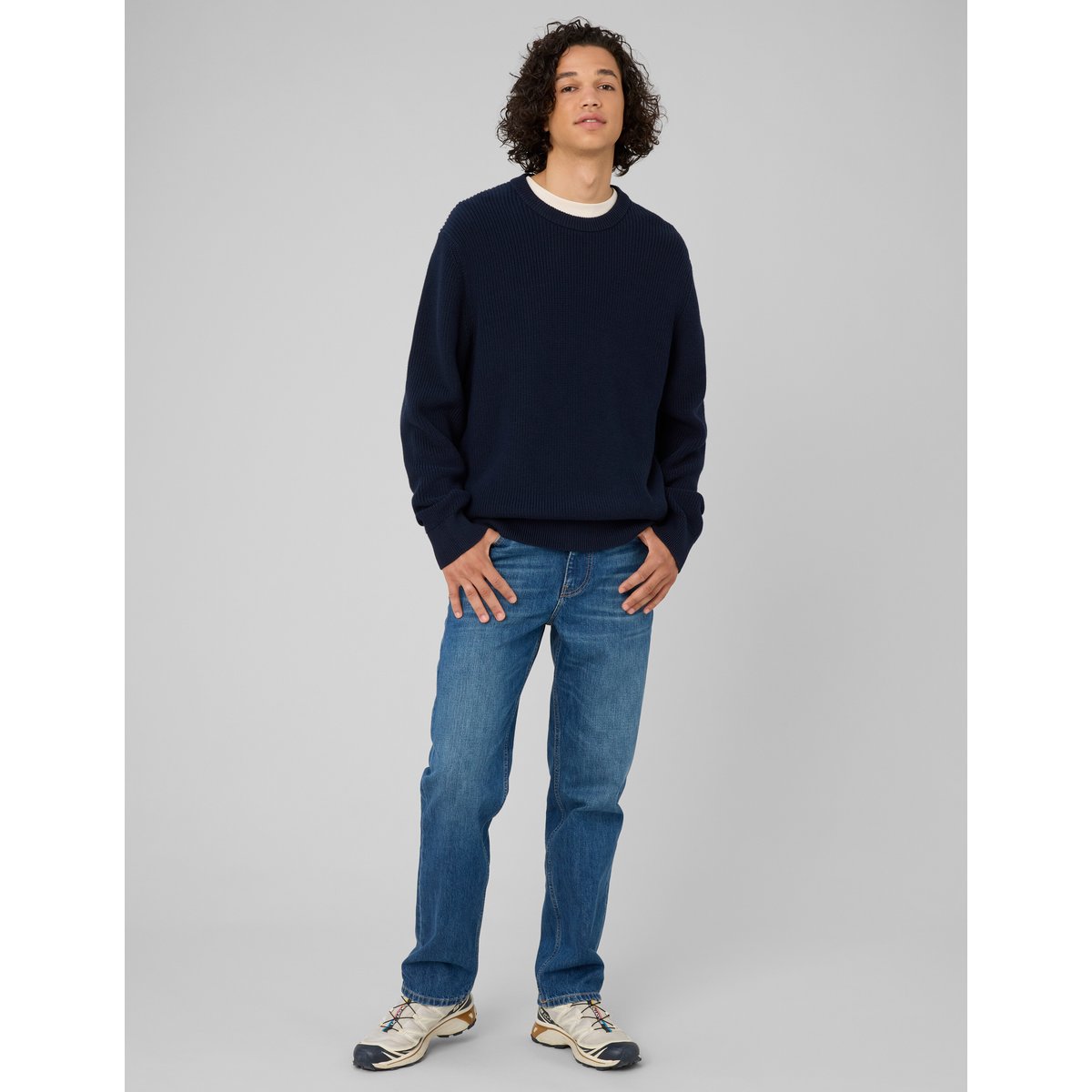 Pull col rond bleu foncé, BZB