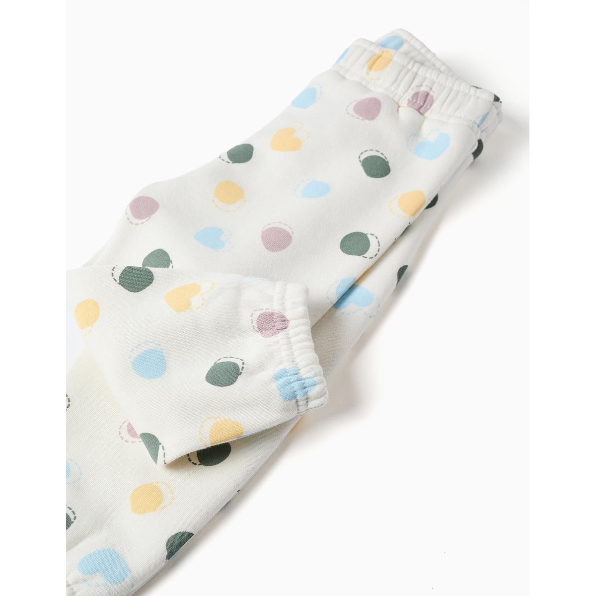 Pantalon en molleton avec doublure en coton peigné et motif à pois blanc, ZIPPY