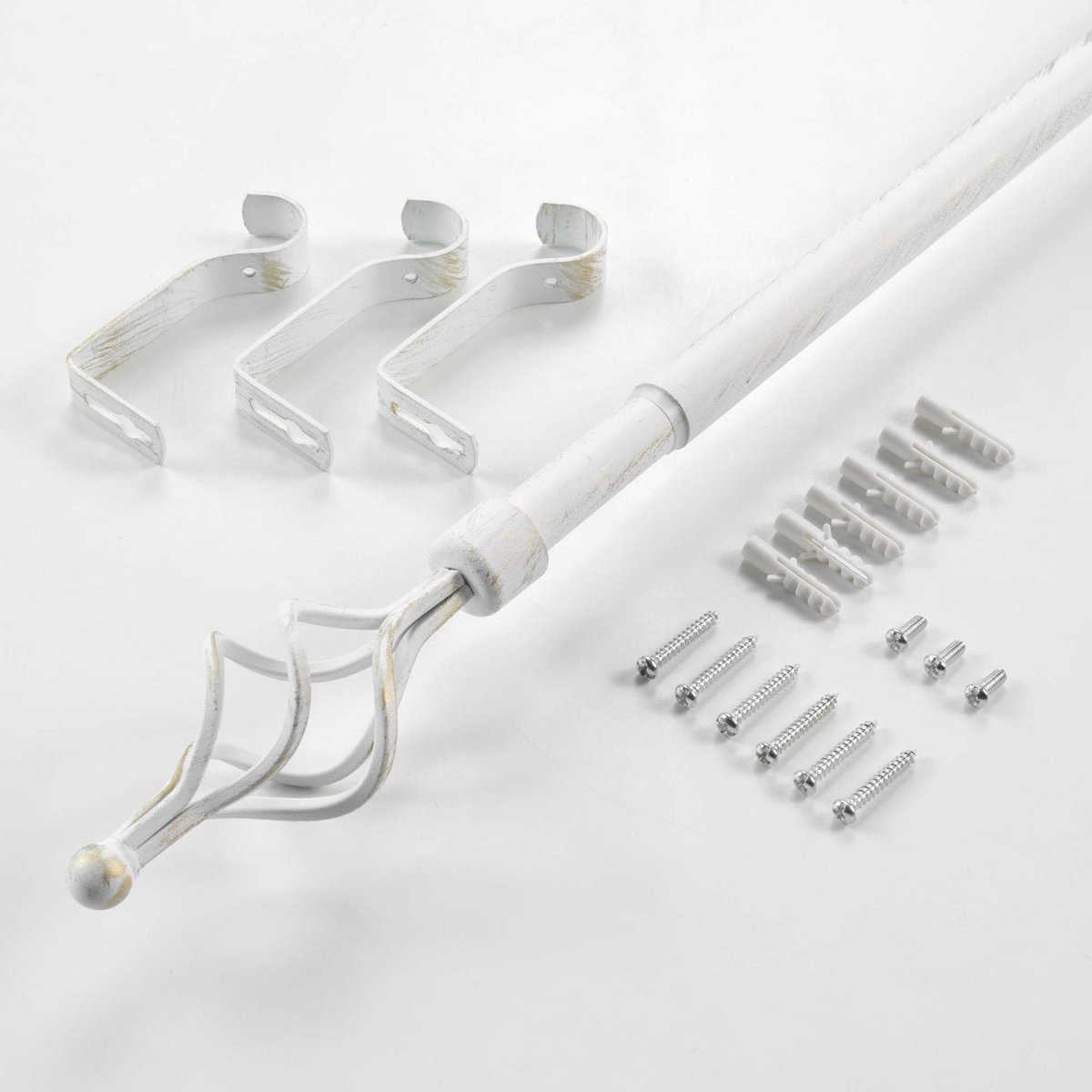 Kit de tringle à rideaux extensible grande longueur TWISTY blanc, TOILINUX