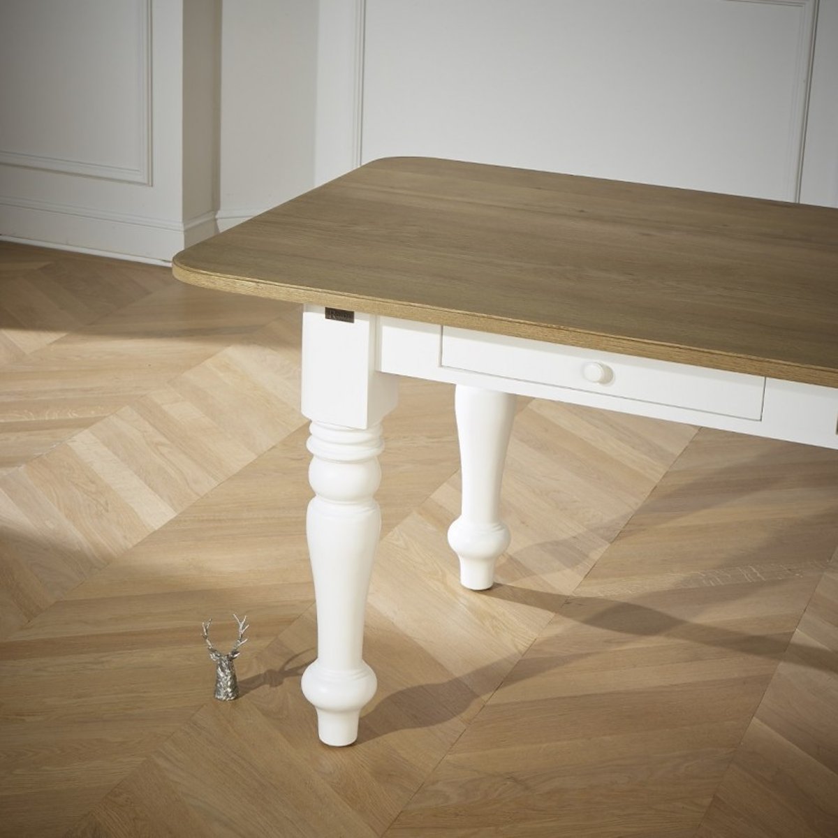 Table blanche rectangulaire en chêne 8 couverts ALEXIS blanche, ROBIN DES BOIS