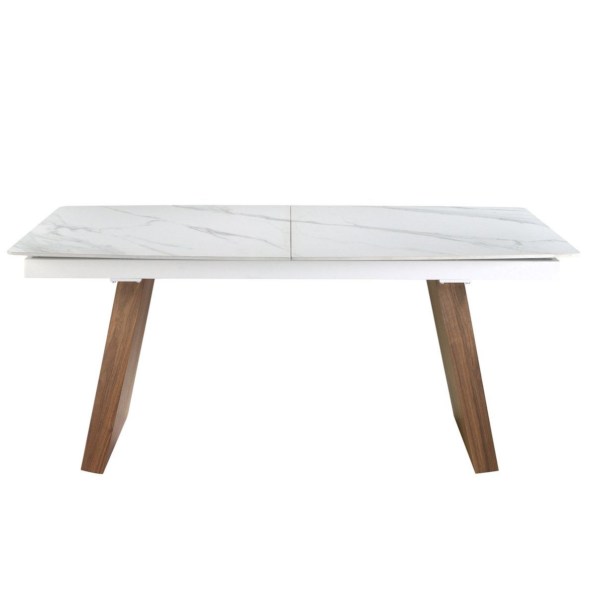 Table à manger à rallonge baril ovale marbre porcelaine et noyer blanc | noyer, ANGEL CERDA