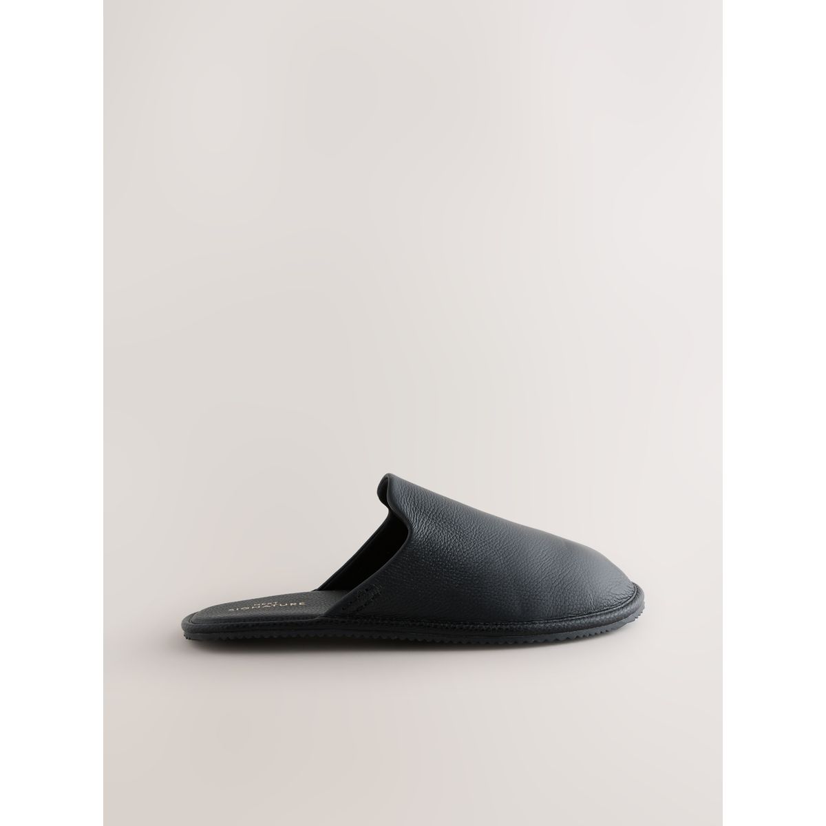 Chaussons mules en cuir signature noir, NEXT