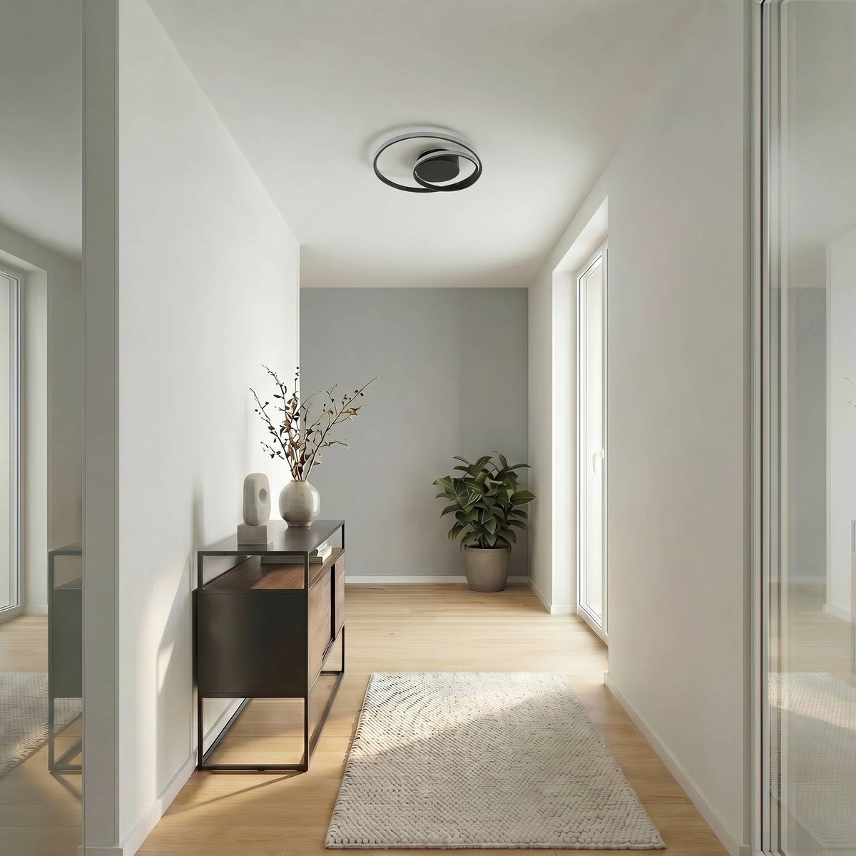 Plafonnier en aluminium moderneLED, Emisua noir mat, LINDBY