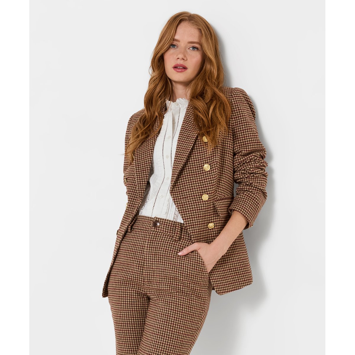 Veste à Carreaux Asymétrique Freya marron, JOE BROWNS