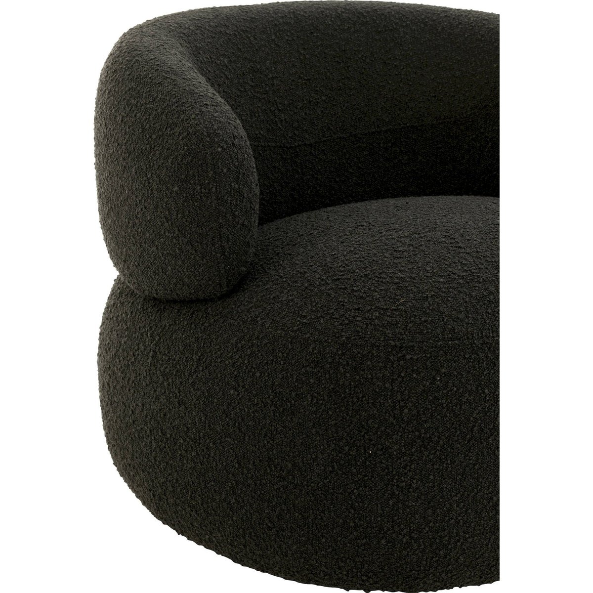 Fauteuil pivotant rond en bois et mousse noir profond texturé, RECOLLECTION