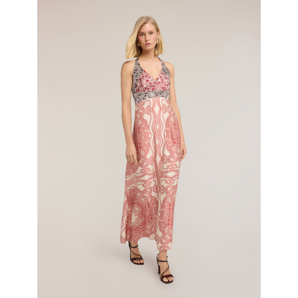Robe longue imprimé paisley rouge, MOTIVI