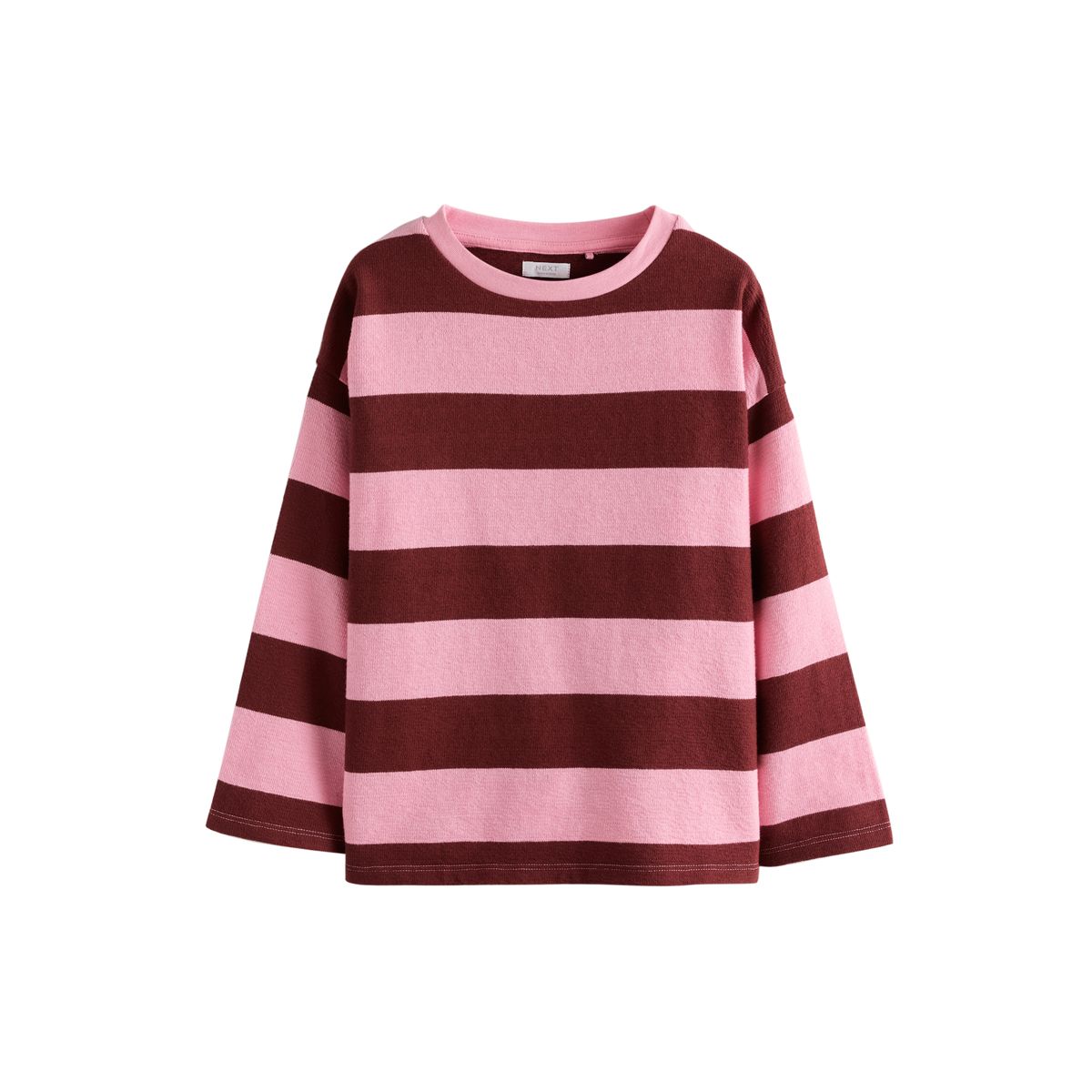 Haut texturé à manches longues, lot de 2 rayure rose/marron, NEXT