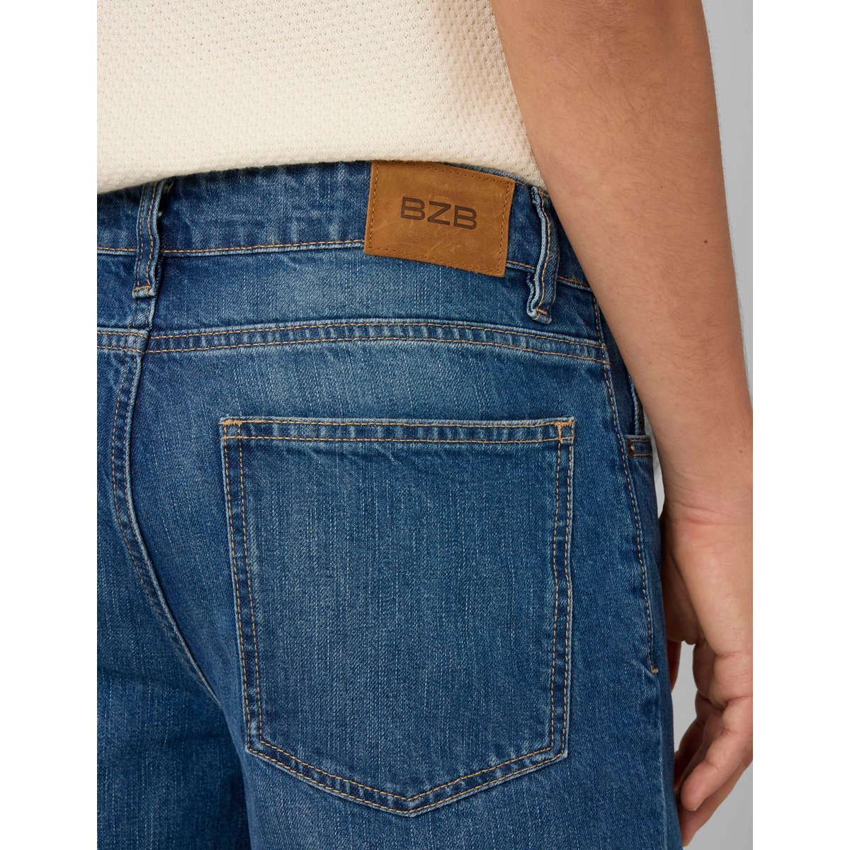 Jean straight 5 poches bleu moyen, BZB