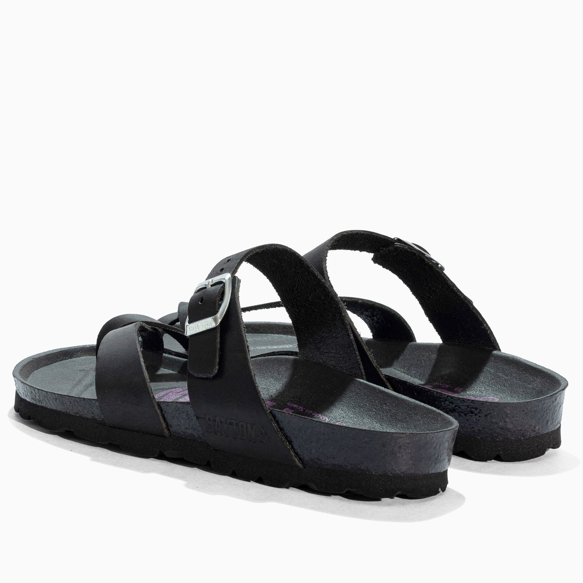 Tongs en cuir DIANE black, BAYTON