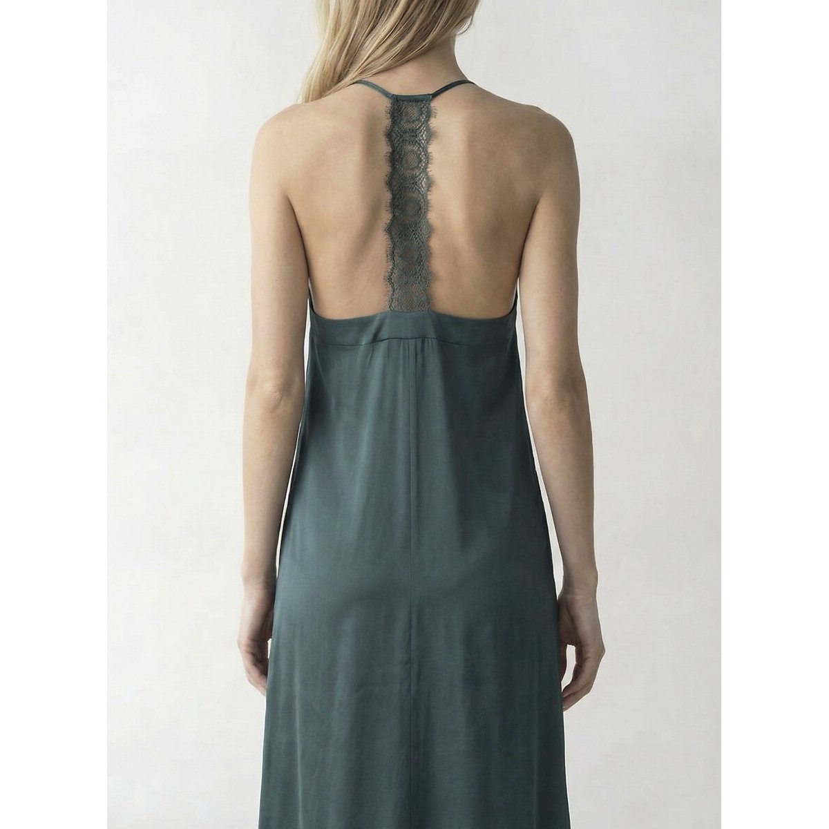 Langes Satin-Kleid petrol, VILA