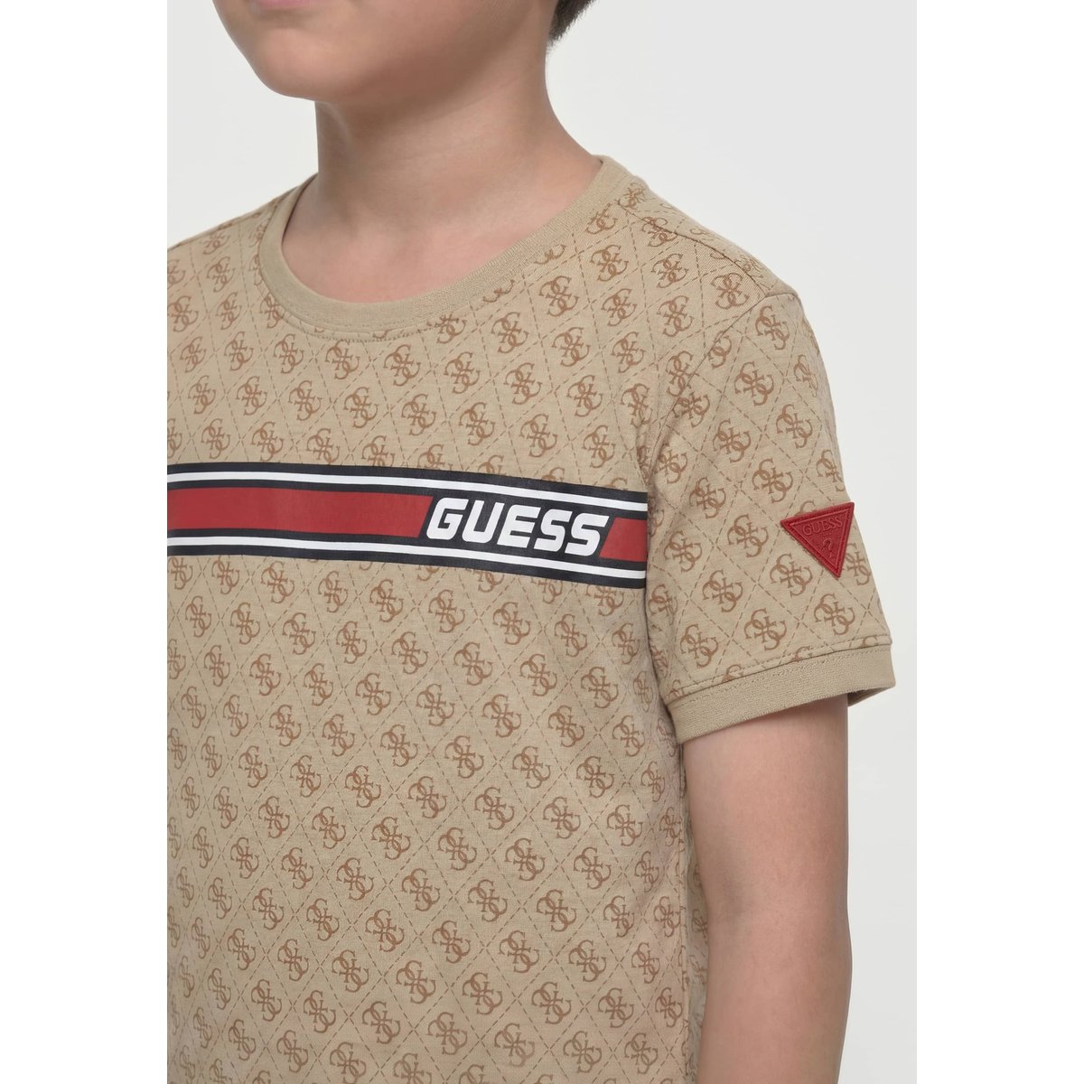 T-Shirt Stretch Imprimé Logo 4G beige, GUESS KIDS