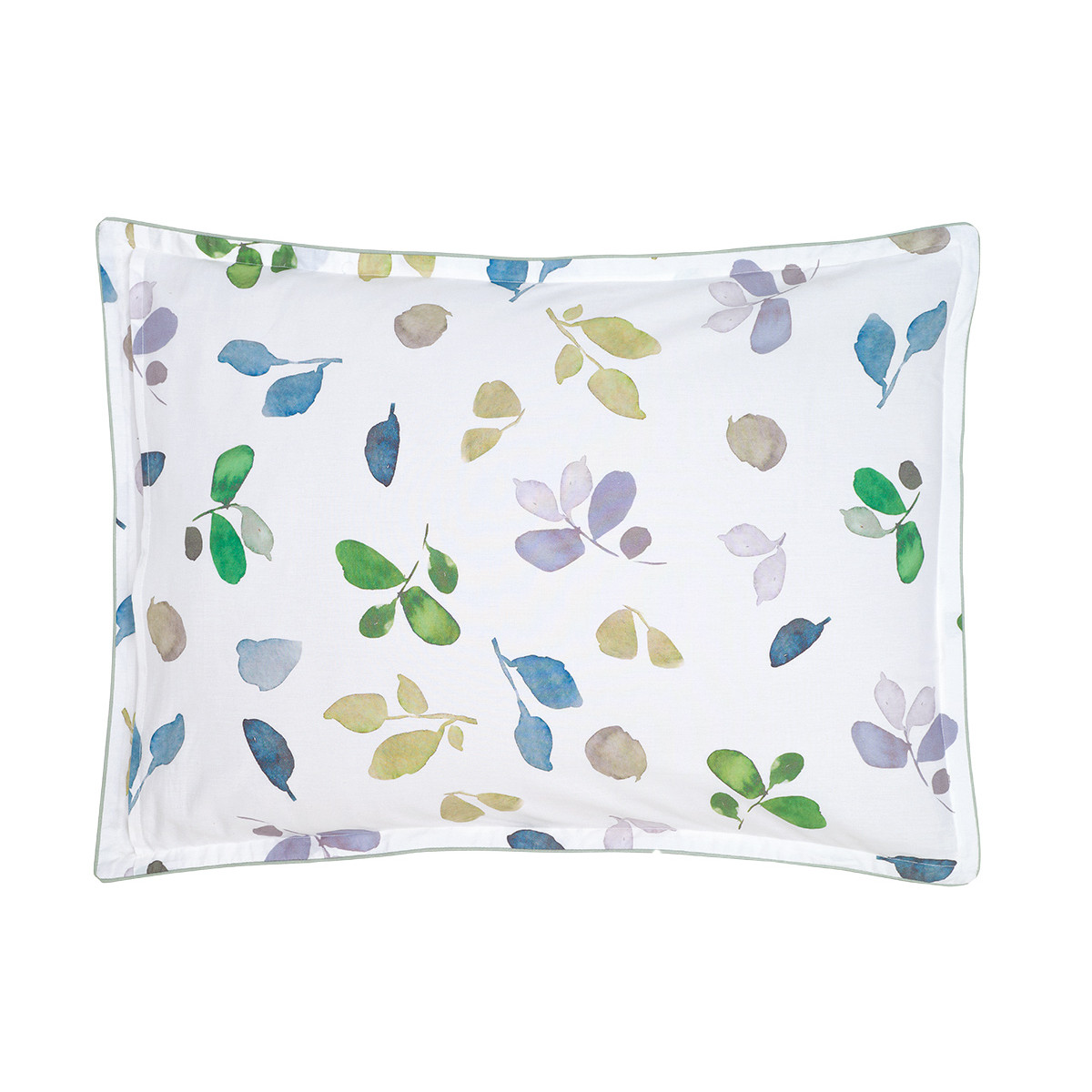Parure housse de couette percale de coton avec 2 taies 50x70 cm BARBARA eucalyptus, SENSEI MAISON