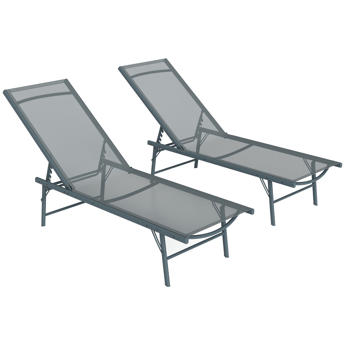 Ensemble de chaises longues Métal Noir gris, OUTSUNNY