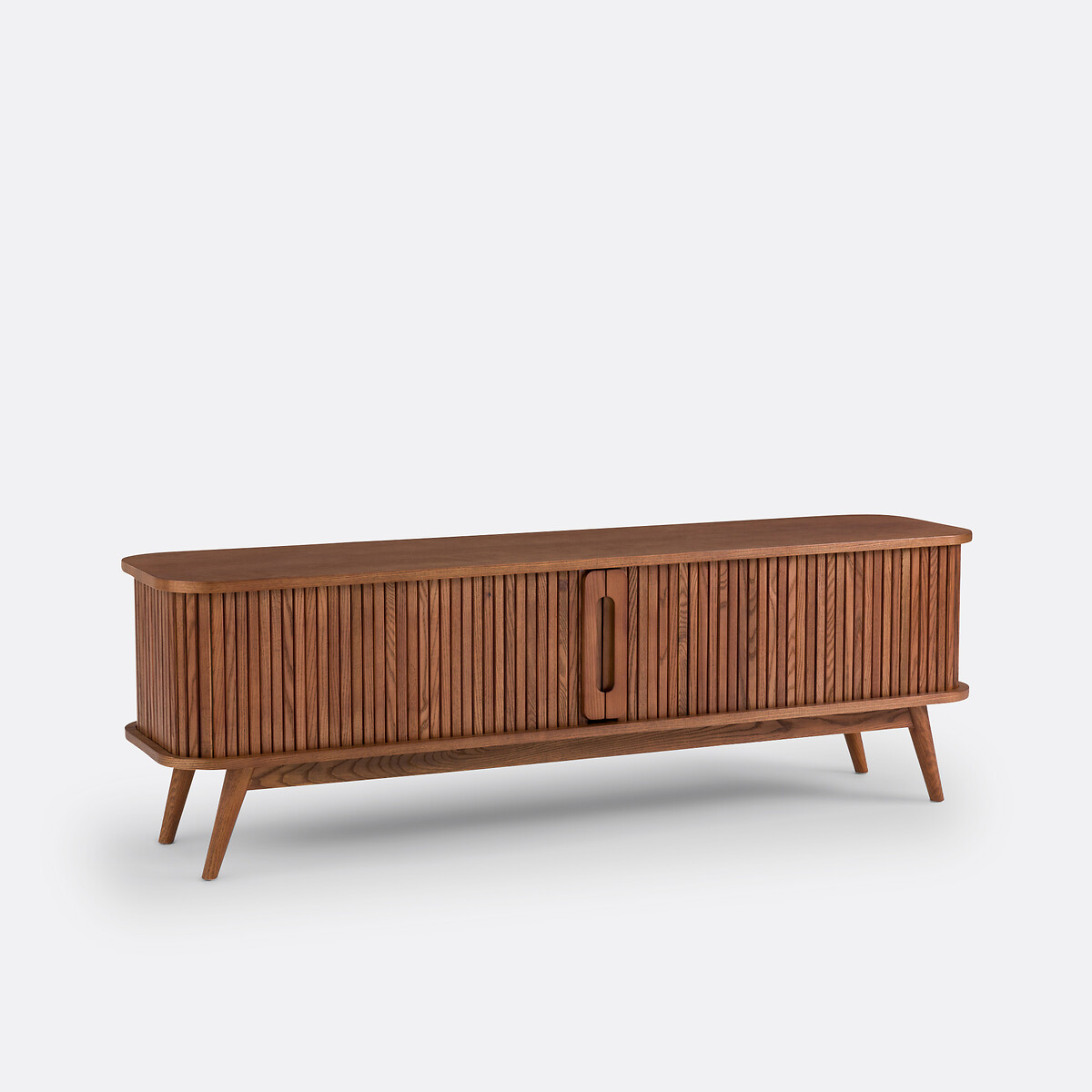 Meuble TV en frêne et plaqué, 2 portes coulissantes, largeur 160 cm, WAPONG noyer, LA REDOUTE INTERIEURS