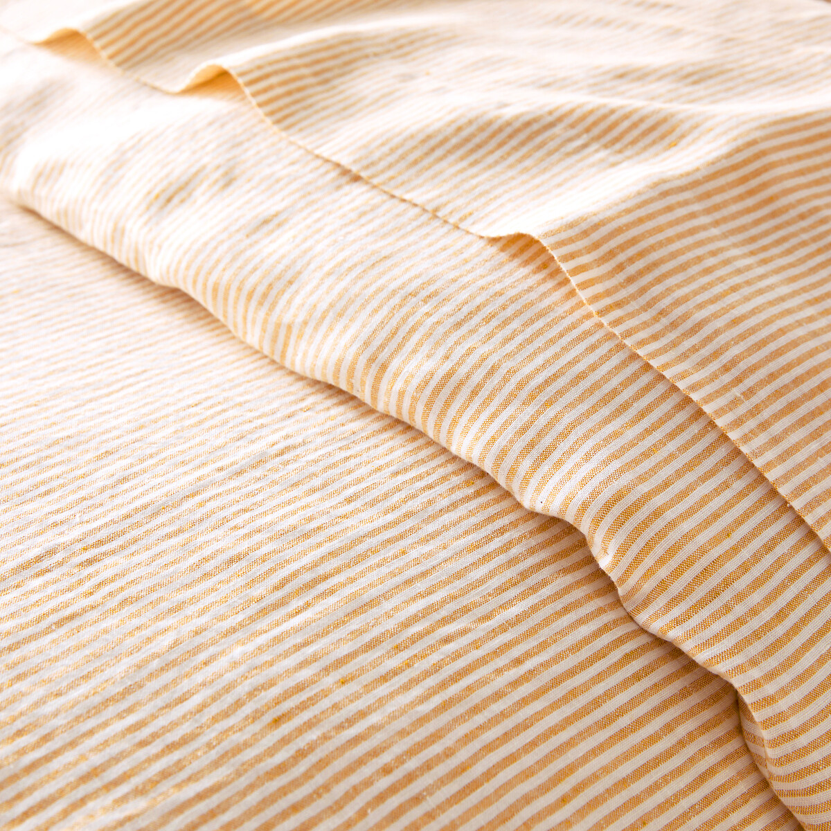 Limona Striped Washed Linen Duvet Cover yellow striped, LA REDOUTE INTERIEURS