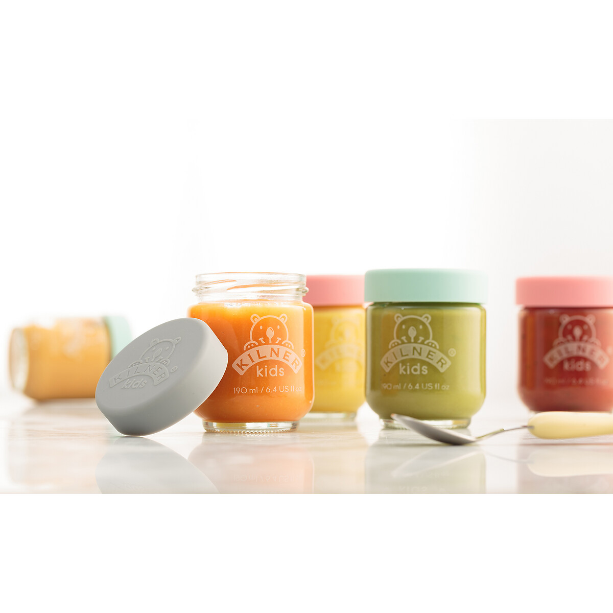Set of 6 190ml Kids Jars with Silicon Lids glass, KILNER