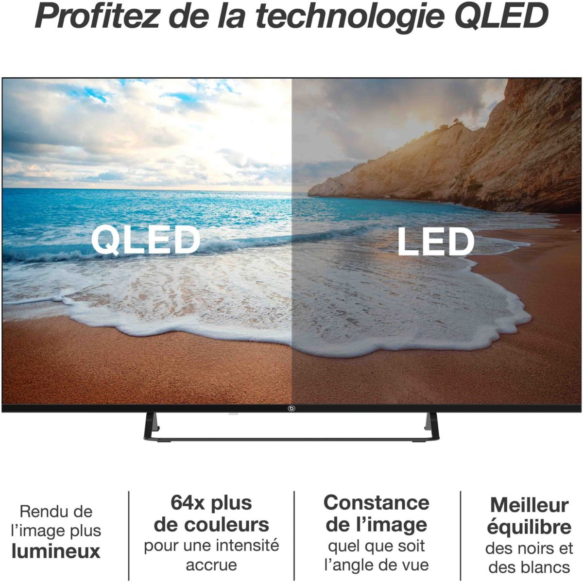 TV QLED 50QLED307 (2024) 50" (126 cm) 4K - Smart TV couleur unique, ESSENTIEL B
