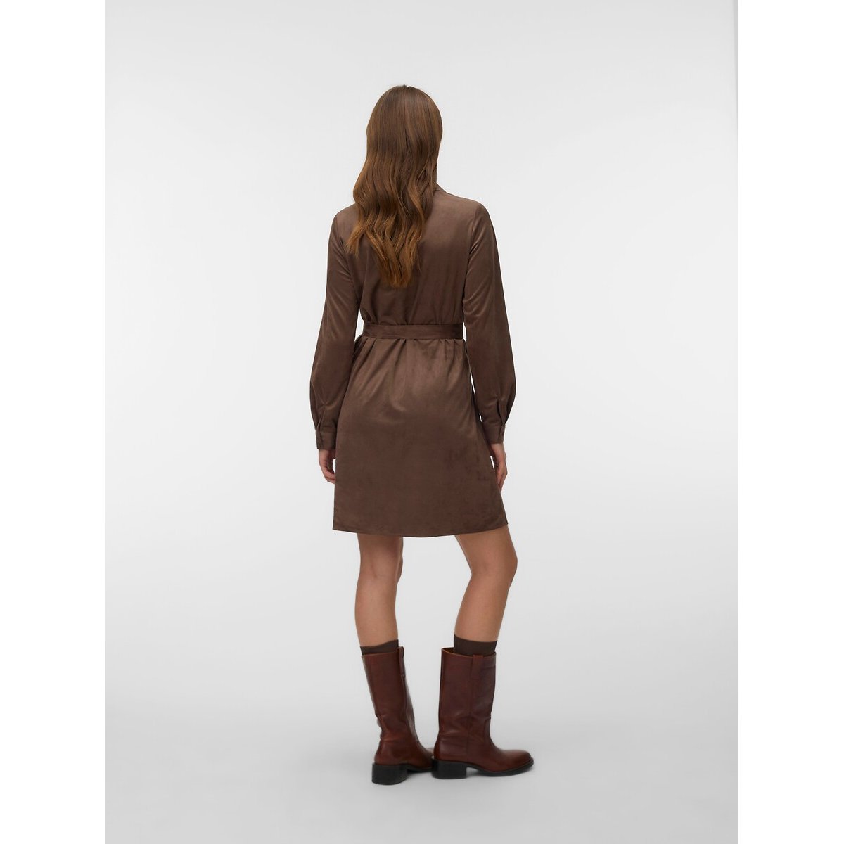Robe chemise en suédine camel, VERO MODA