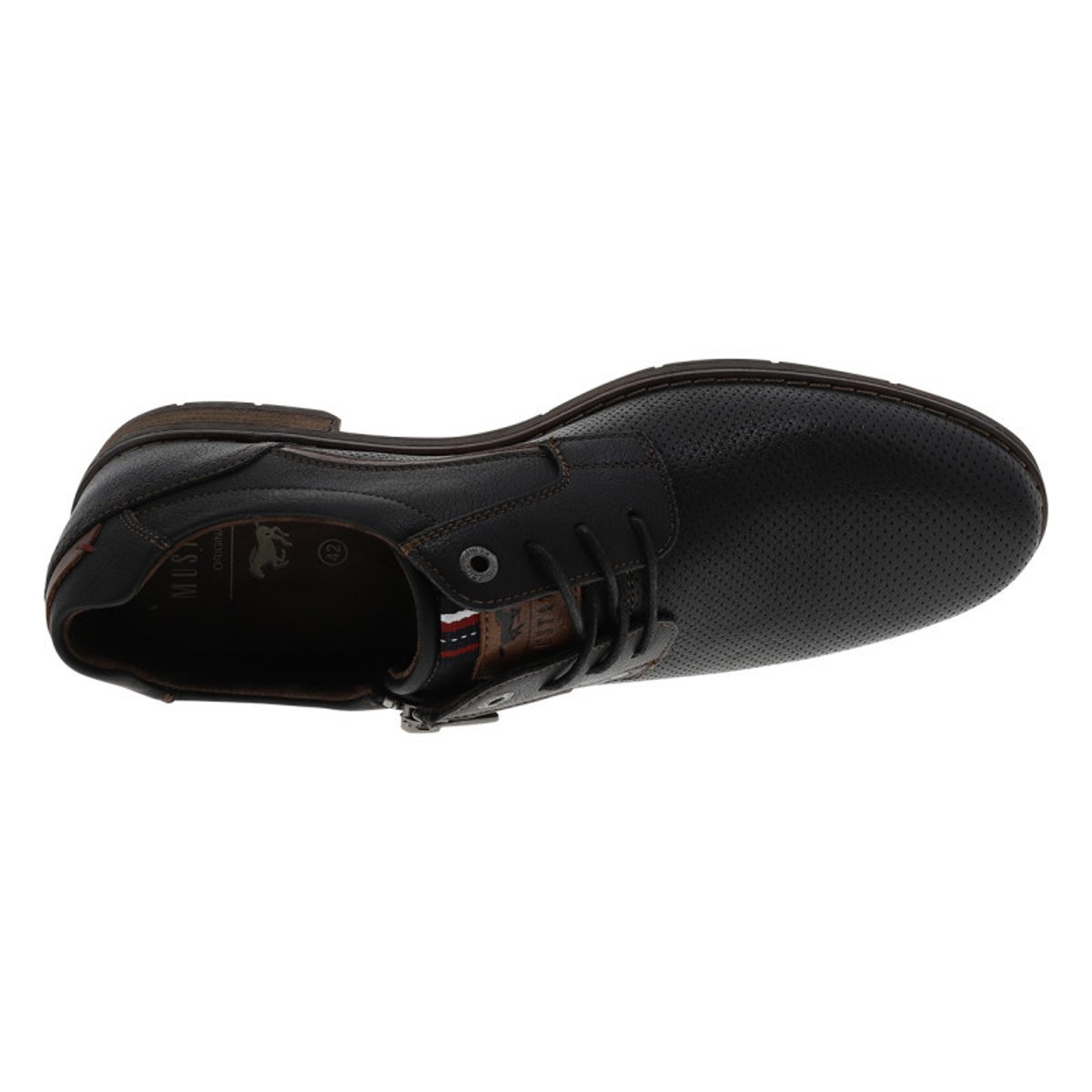 Derbies marron à talon décroché bas avec des lacets et un zip latéral noir, MUSTANG