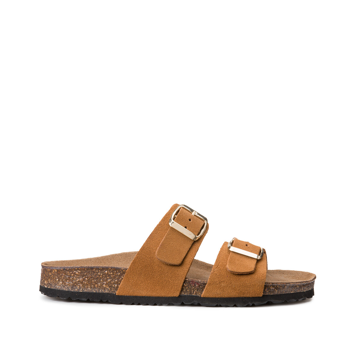 Muiltjes in suèdeleer met dubbele gespen camel, LA REDOUTE COLLECTIONS
