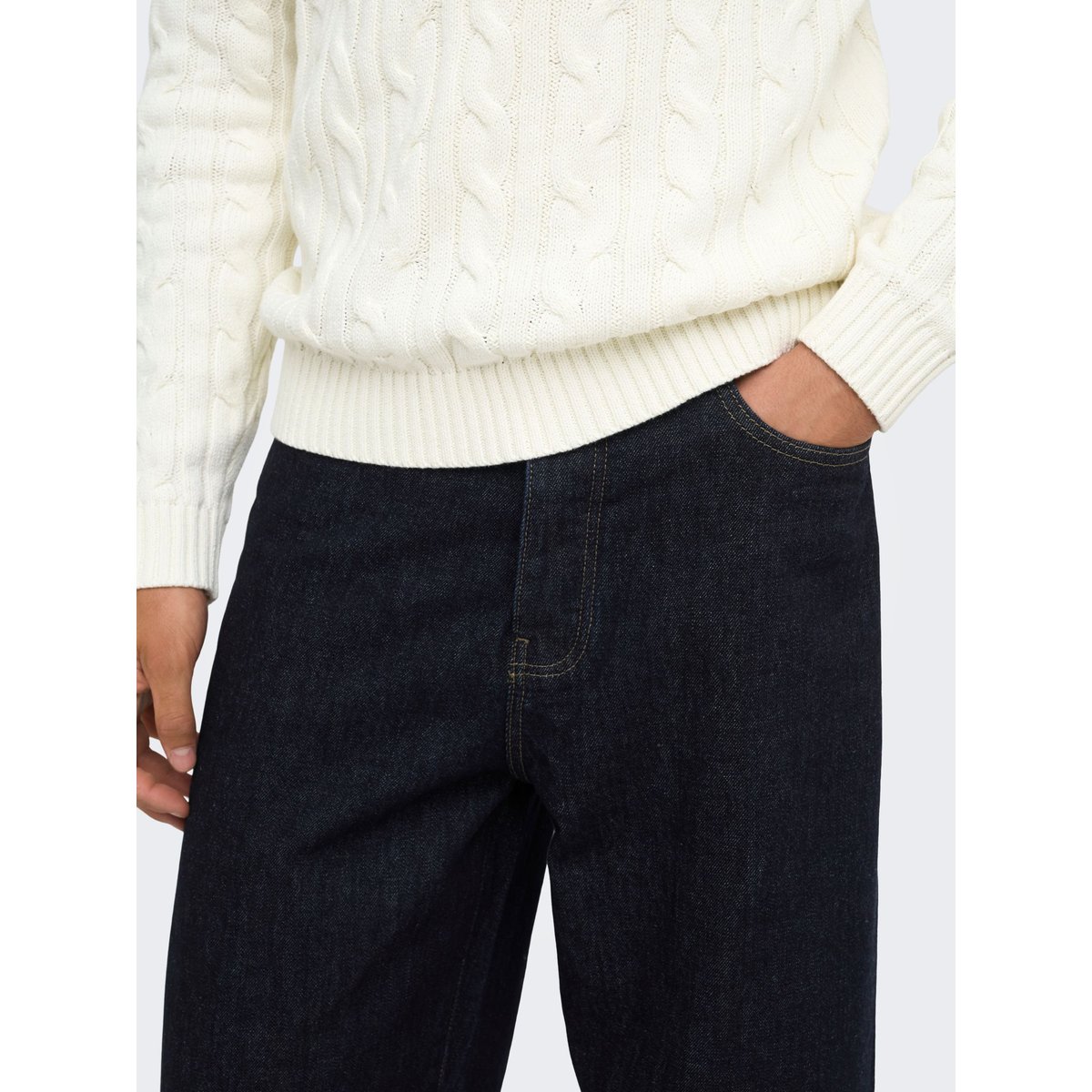 Jean À Coupe Ample bleue - dark blue denim 1, ONLY & SONS