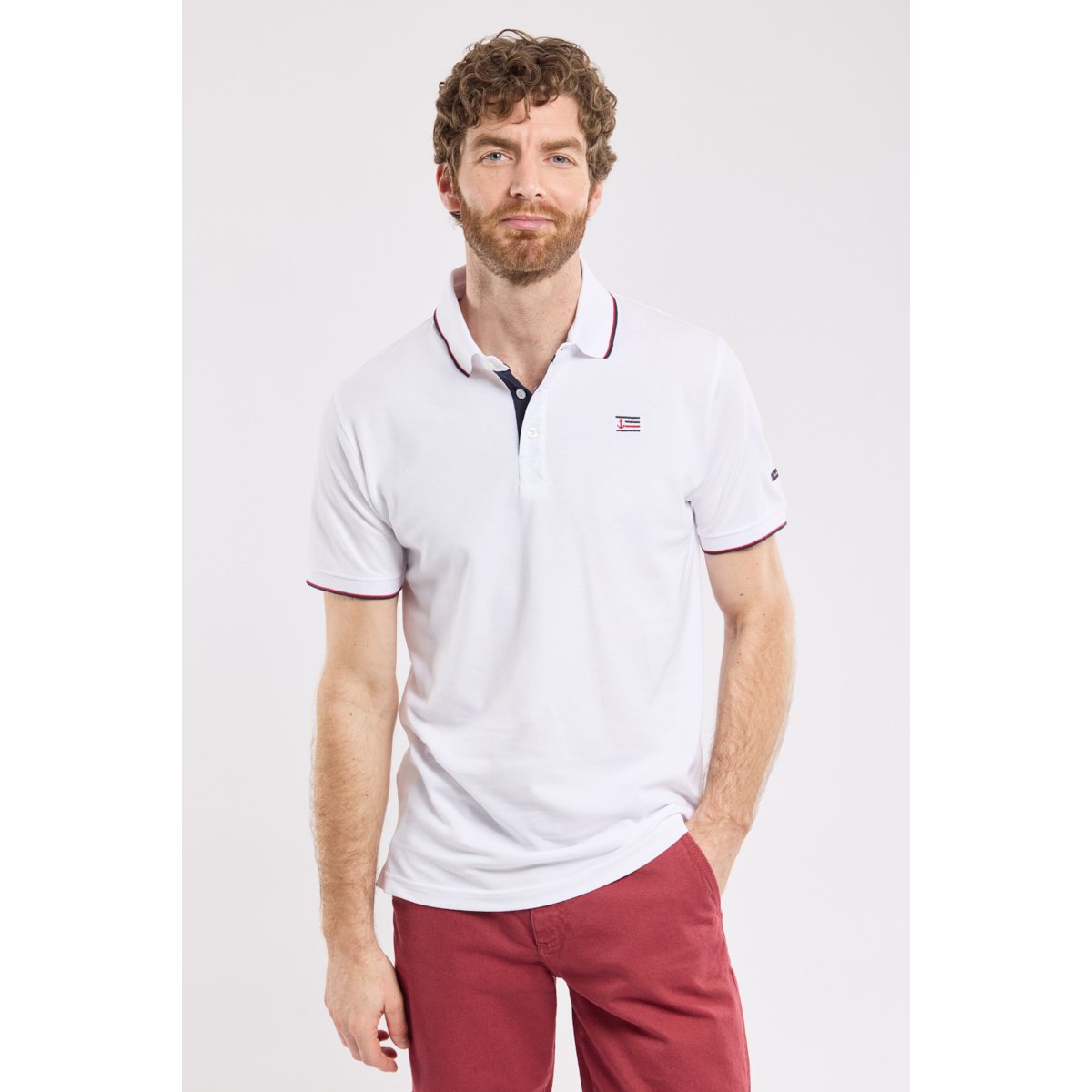 Polo en maille piquée SPÉZET blanc, ARMOR-LUX