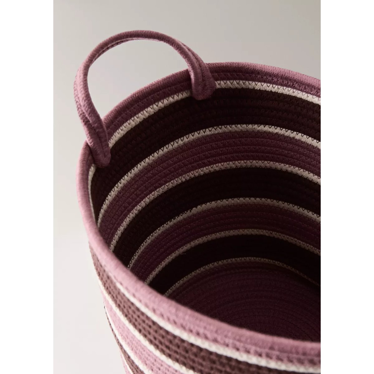 Panier en coton poignées rayées rose pastel, MANGO HOME