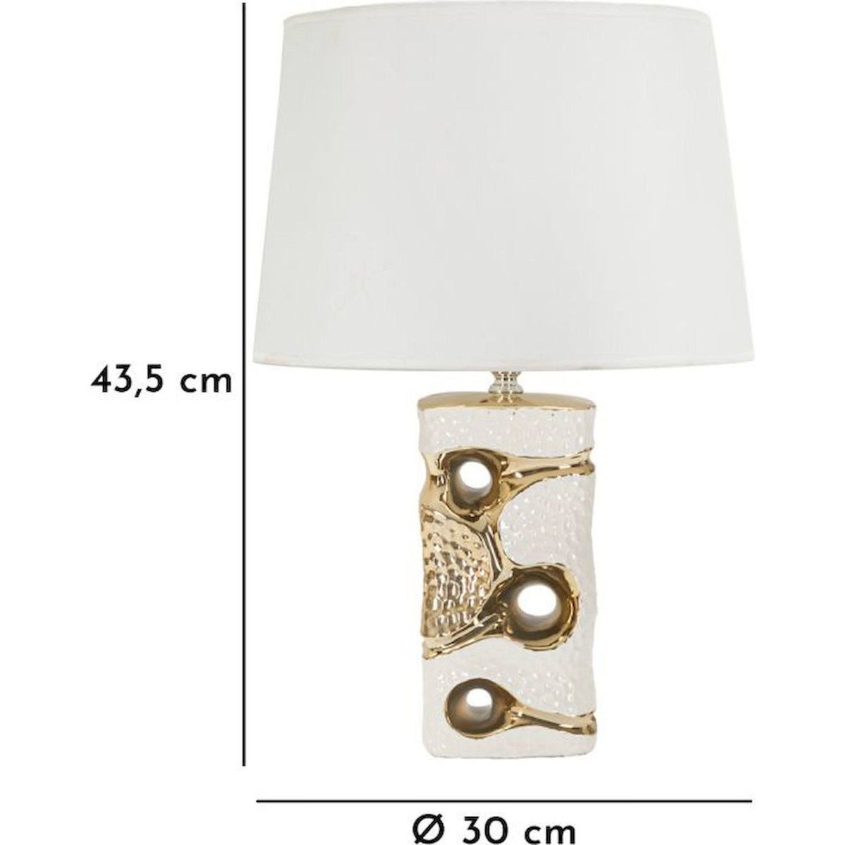 Lampe à poser en céramique ajourée GLAM blanc et or, RECOLLECTION