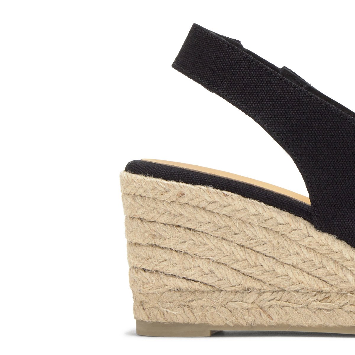 Espadrilles compensées peep-toe en coton à bride élastique DIANA PLATFORM noir, CASTANER