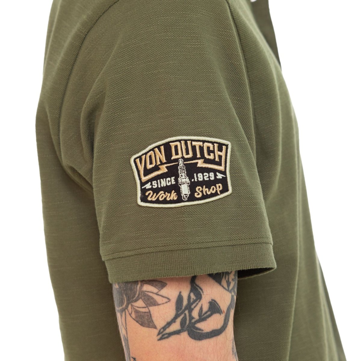 Polo coton piqué RAPH kaki/noir/beige, VON DUTCH